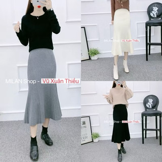 Chân váy len đuôi cá dài các kiểu style