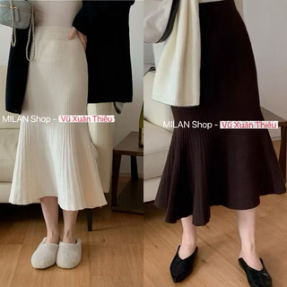 Chân váy len đuôi cá dài các kiểu style