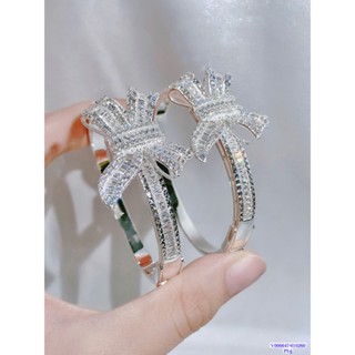  ❤️SẴN❤️  Vòng tay lắc tay nơ thắt to tấm bạc xi bạch kim siêu sáng cz thuỵ sĩ 