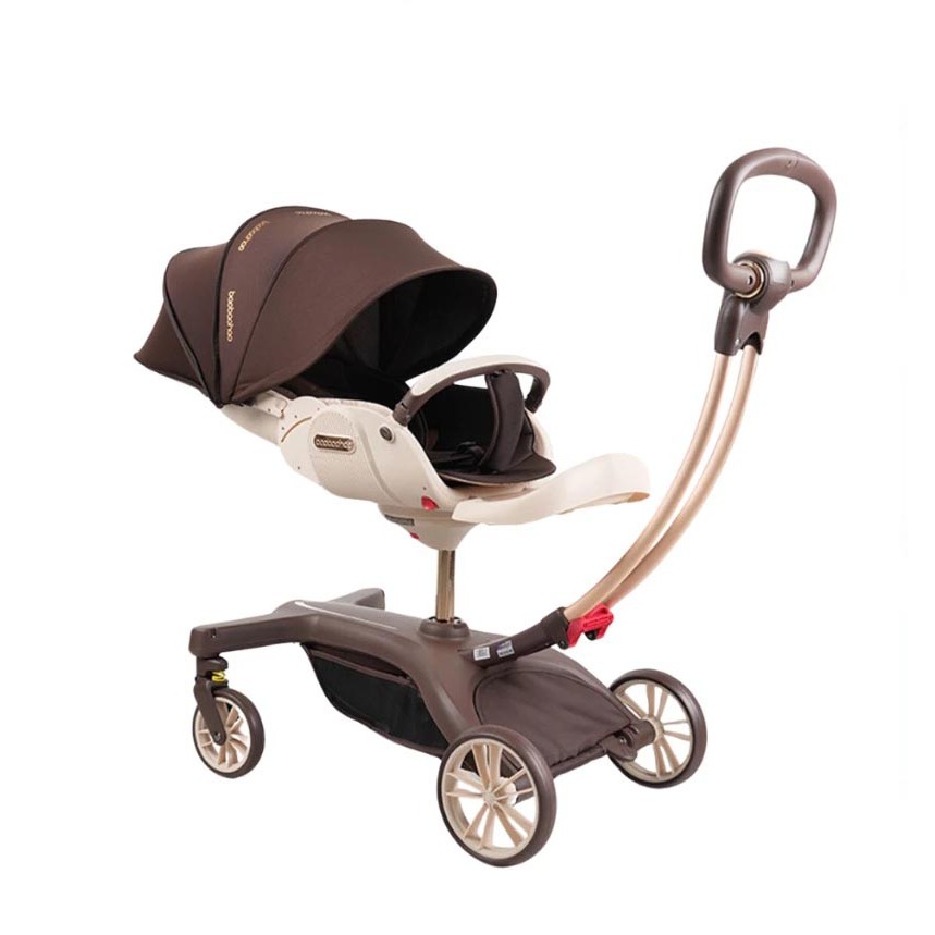 Xe Đẩy Baobaohao V21 Đa Chức Năng Cho Bé Ghế Xoay 360 Độ Có Giỏ Đồ Rộng Rãi Màu Nâu