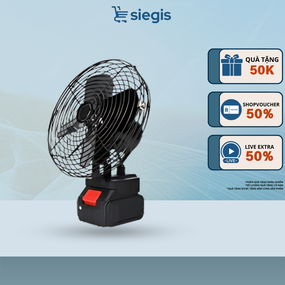 Quạt Tích Điện Lồng Sắt SIEGIS Quạt Để Bàn 10 Cell 2 Cấp Độ Gió Siêu Mát Động Cơ Khoẻ Độ Bền Cao | BigBuy360 - bigbuy360.vn