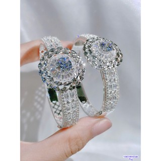 ❤️SẴN❤️  Vòng tay lắc tay hoa halo to tròn tấm bạc xi bạch kim siêu sáng cz thuỵ sĩ