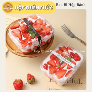 100 Hộp S231 đựng mousse chữ nhật - Hộp đựng bánh bông lan phô mai sầu riêng - Hộp tiramisu 450ml