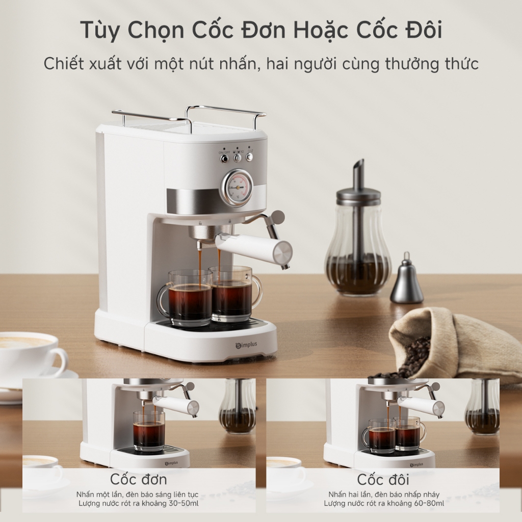 Simplus Máy Pha Cà Phê Bán Tự Động Kiểu Ý Áp Suất Sâu 15 Bar KFJH014FZ - Bảo Hành 1 Năm 1 Đổi 1 | BigBuy360 - bigbuy360.vn