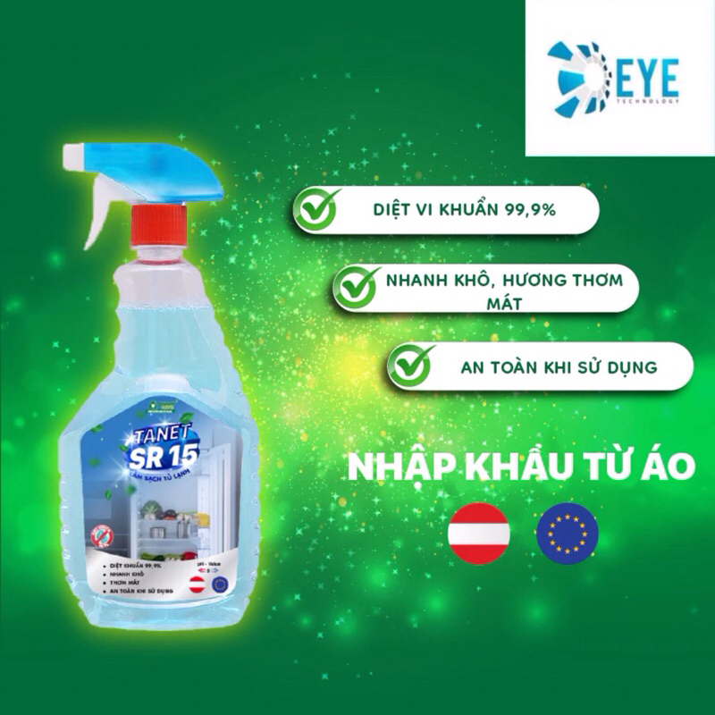 Chai xịt tủ lạnh , lò vi sóng TANET SR15 500ml diệt khuẩn 99,9% thơm mát , an toàn