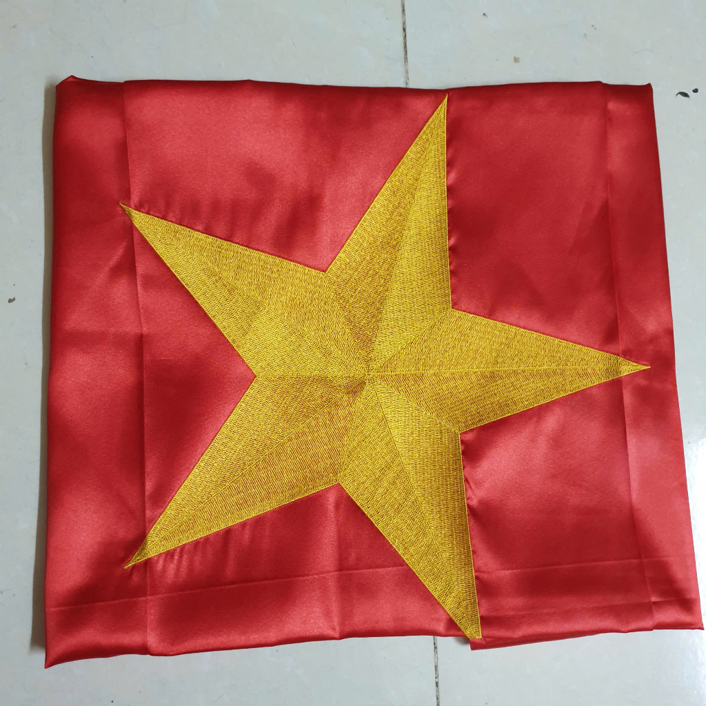 (THÊU) Cờ nước thêu, cờ tổ quốc thêu KT 70x105, CỜ ĐỎ SAO VÀNG LOẠI THÊU SẮC NÉT