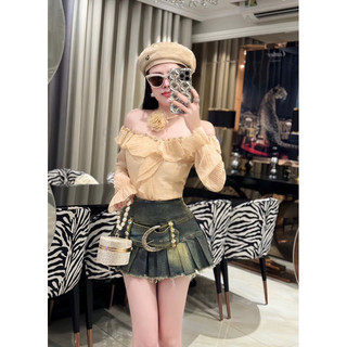 Set áo bet vai và chân váy jean điểm đá ( có tách lẻ)