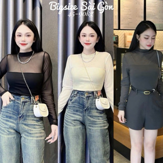  Áo Thun Tay Dài Lưới 2 Lớp Vải Thun Gân Tăm 50 - 100Kg Bigsize Sài Gòn - B.1410 