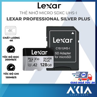 Thẻ nhớ micro SDXC 128GB/ 256GB/ 512GB  Lexar SILVER PLUS, UHS-I, tốc độ đọc 205MB/s, ghi 150MB/s