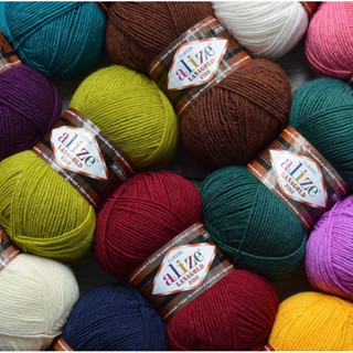 Cuộn len ấm Alize Lanagold Fine đan móc khăn, áo, chăn cực mềm mịn