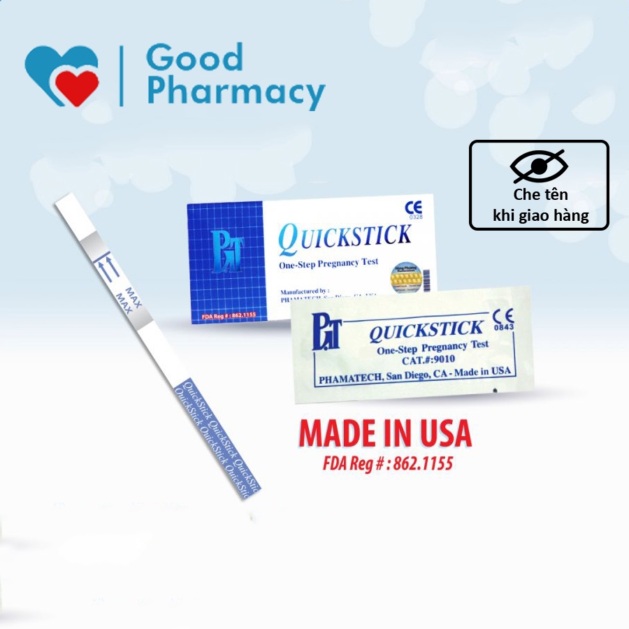 [CHÍNH HÃNG] Que thử thai nhanh Quickstick dụng cụ test phát hiện thai sớm, chính xác [CHE TÊN, HCG pregnancy test]