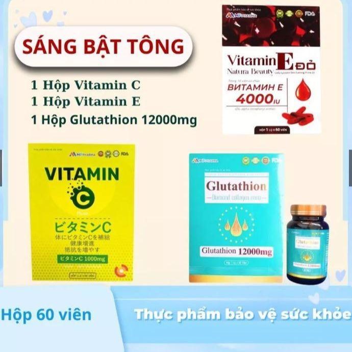 ComBo Chăm Sóc Sắc Đẹp gồm ( TPBVSK Vitamin E Đỏ , TPBVSK Vitamin C và TPBVSK Glutathion 12000mg )