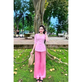 ĐỒ BỘ BÀ BA CỔ TIM TAY LỠ LỤA MANGO CAO CẤP