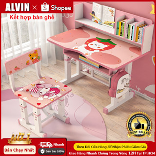 bàn học cho bé có thể nâng lên Trẻ Em Bàn Học Màu Xanh Hồng Có Ngăn Kéo Bàn Viết Học Sinh Tablelf