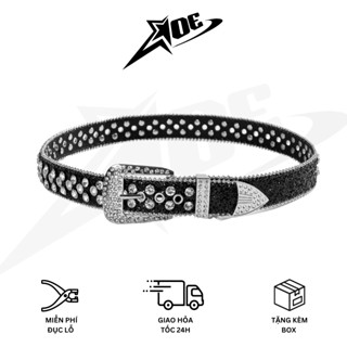(Có sẵn) AOE STUDIO - Thắt lưng nam nữ Y2K chất da PU cao cấp đính đá họa trên mặt và thân dây phong cách unisex