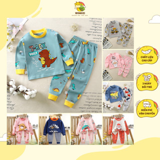 Bộ nỉ bé trai bé gái WINKID, set đồ bộ bé gái bé trai dài tay thu đông cotton - WK032