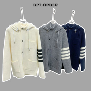 Áo Khoác Hoodie Len 4-Bar Hàng Dệt Kim Cao Cấp