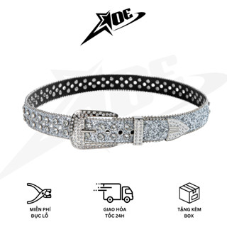 (Có sẵn) AOE STUDIO - Thắt lưng nam nữ Y2K chất da PU cao cấp đính đá họa trên mặt và thân dây phong cách unisex