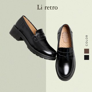 [80891] Giày Loafer - Giày Loafer nữ Li retro da bò thật phong cách vintage