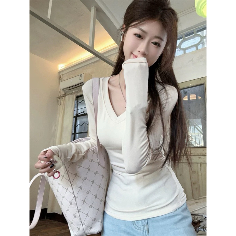 Áo Thun Tay Dài Cổ V Cực Xinh Phong Cách Hàn Quốc AT22 (Có Bigsize) | BigBuy360 - bigbuy360.vn