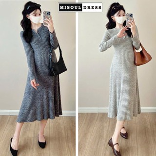  Váy bầu dài tay len thừng X29 chất dày dặn ấm áp mặc mùa thu đông - Đầm bầu free size dáng body chữ A mặc đi làm đi chơi 