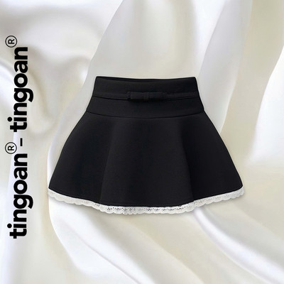 TINGOAN® - Chân váy đen cạp lửng xòe phối nơ em ren gấu MOONIE SKIRT/BL
