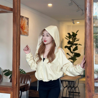 Áo gió nữ lửng đẹp FR46 dù 2 lớp dày dặn phối màu tay FIVEBE