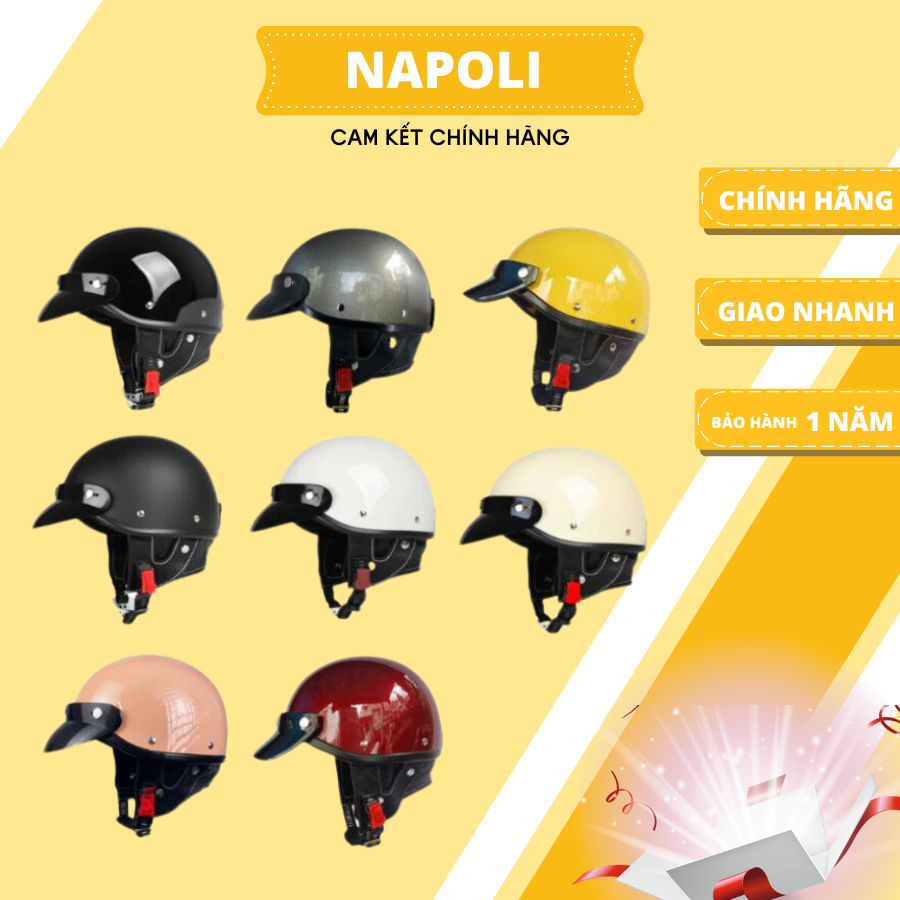 Mũ Bảo Hiểm Napoli Nửa Đầu N120 N179 Retro Phong Cách Nhật Bản - Nón Napoli Chính Hãng