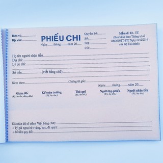 1 quyển phiếu thu chi A5 2 liên 60 tờ -100 tờ