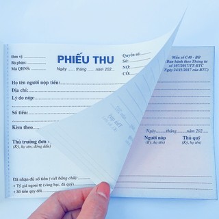 1 quyển phiếu thu chi A5 2 liên 60 tờ -100 tờ
