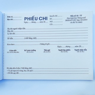 1 quyển phiếu thu chi A5 2 liên 60 tờ -100 tờ