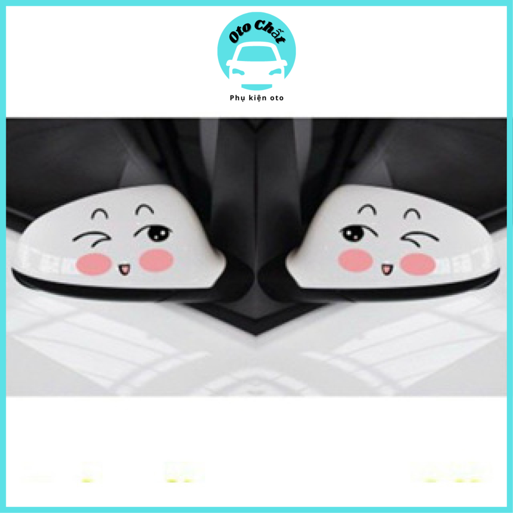 Bộ 2 tem dán gương cảm xúc dán gương xe siêu xinh