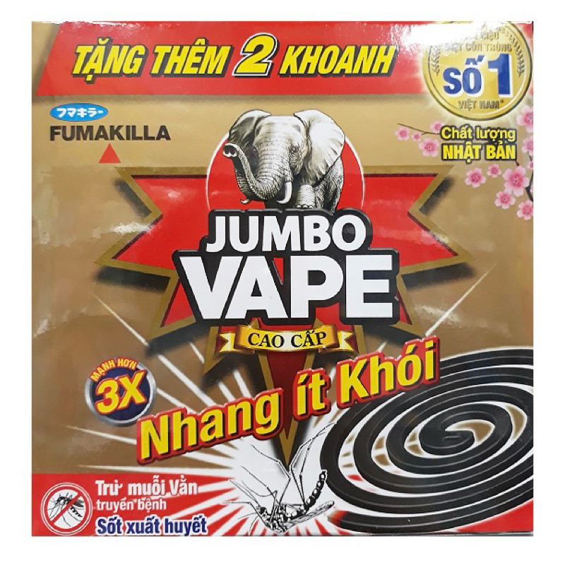 NHANG MUỖI JUMBO VAPE ÍT KHÓI HỘP 10 KHOANH/ HƯƠNG MUỖI/ NHANG ÍT KHÓI