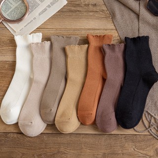 Tất vớ nữ cotton cổ bèo vintage - Tất cotton thấm hút mồ hôi và kháng khuẩn - Tất vớ Li retro