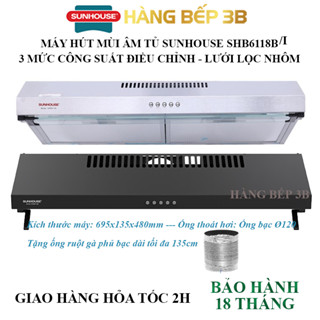 Máy hút mùi âm tủ Sunhouse SHB6118I/SHB6118B độ ồn thấp - Hàng Bếp 3B