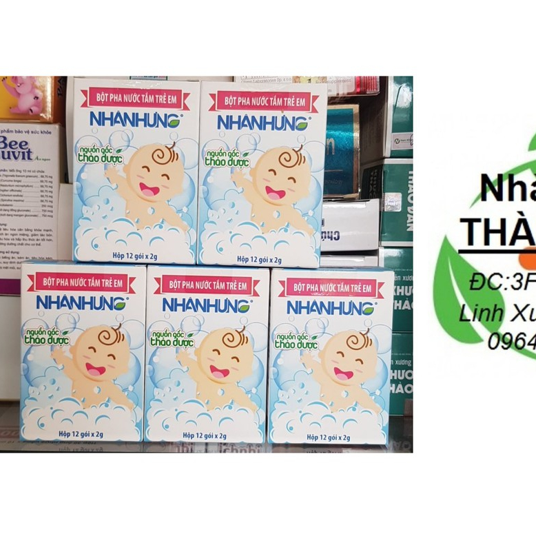 (hộp 30 gói x 1gr) bột pha nước tắm trẻ em Nhân hưng
