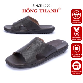 HỒNG THẠNH - Dép Da Nam Êm Chân Màu Nâu Đậm - 3417