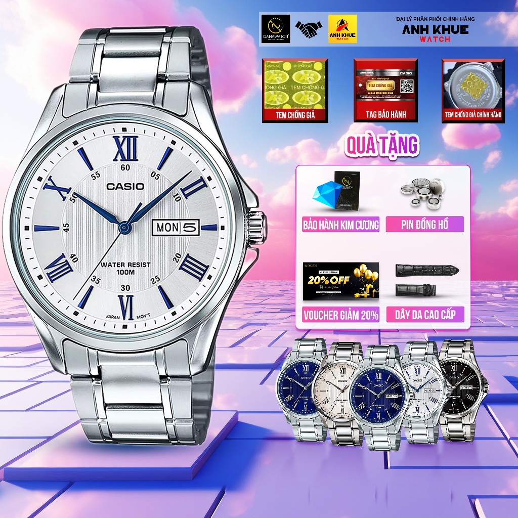 Đồng hồ Nam Casio MTP-1384D-7A2VDF – Tặng dây da, voucher giảm giá 20%, pin đồng hồ & gói bảo hành k