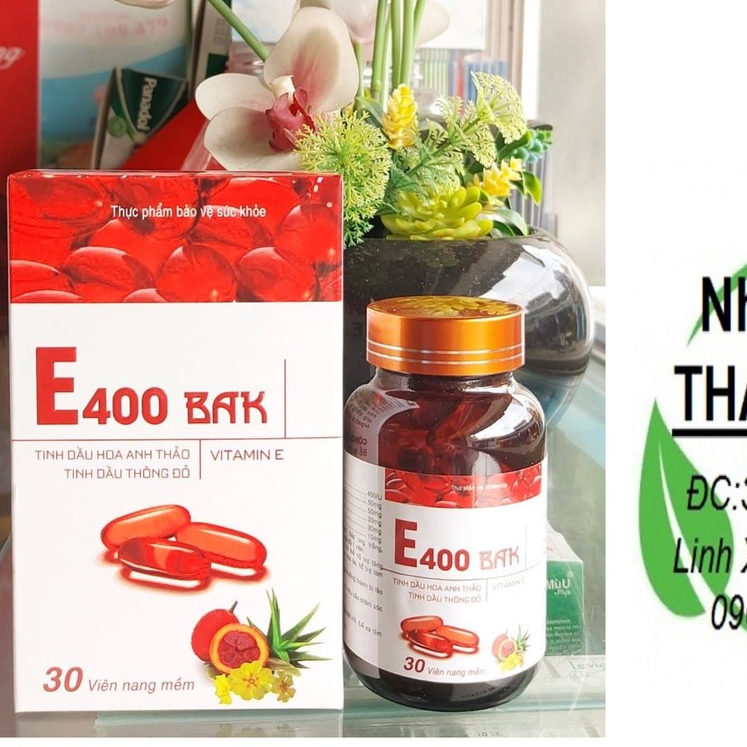 vitamin e đỏ tinh dầu hoa anh thảo, thông đỏ - E400 BAK