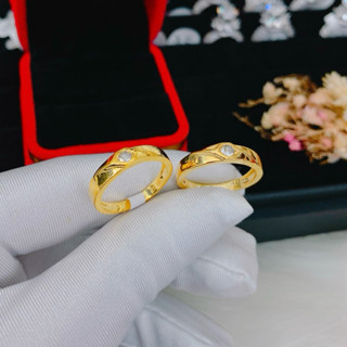 Nhẫn cưới trơn hột 5li mạ vàng có mộc 18k
