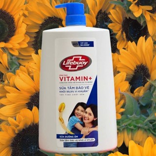 sữa tắm lifebuoy vitamin+ xanh 1,1KG bảo vệ cơ thể khỏi 99,9% vi khuẩn với tinh chất sữa dưỡng ẩm da