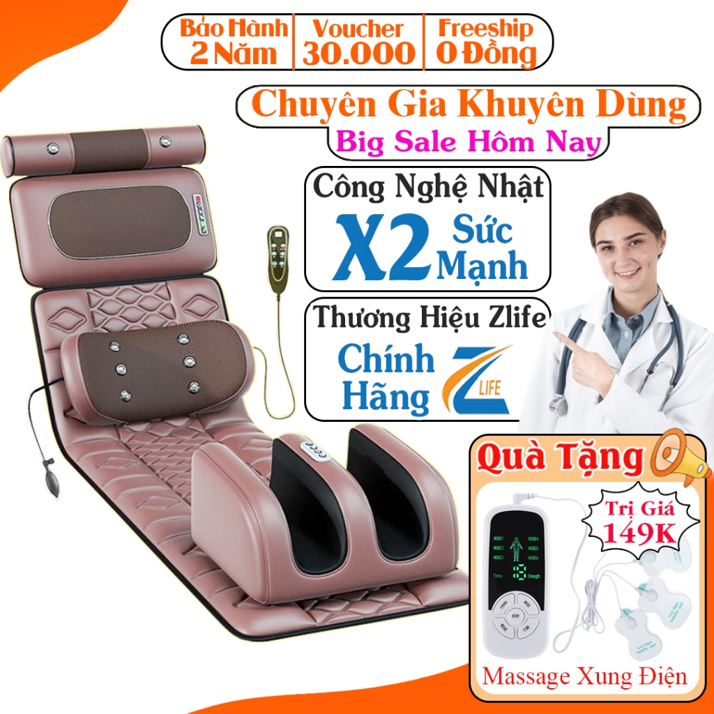 Đệm massage toàn thân chính hãng Zlife Z30, Nệm thảm massage lưng, cổ vai gáy hồng ngoại