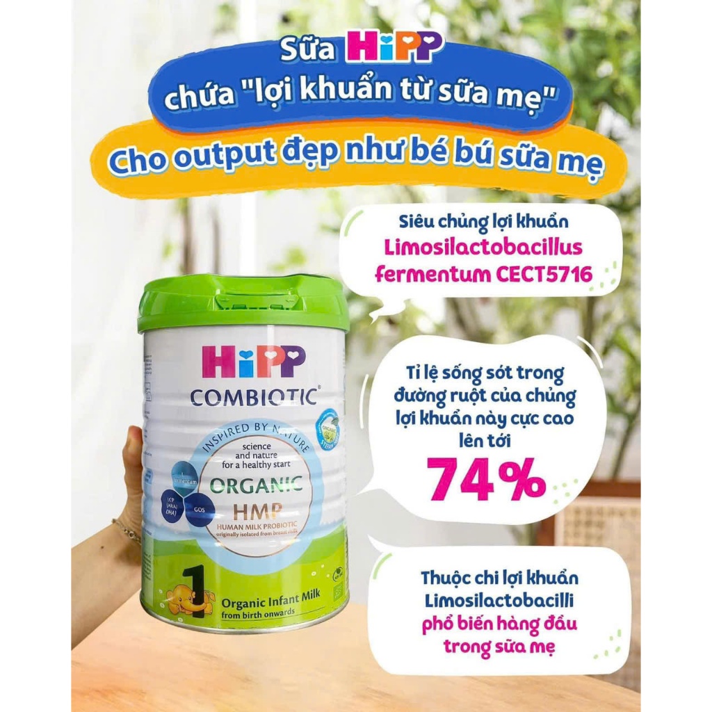 Sữa bột công thức HiPP Organic Combiotic 800g hỗ trợ tiêu hóa và tăng chiều cao dành cho trẻ nhỏ