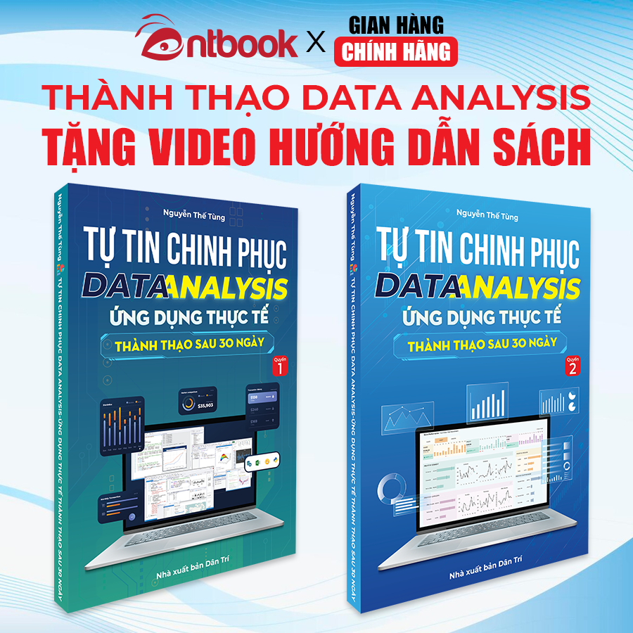 Sách Data Analysis Chính Hãng, Bộ 2 Cuốn Từ Cơ Bản Đến Nâng Cao, Có Tặng Kèm Video Hướng Dẫn