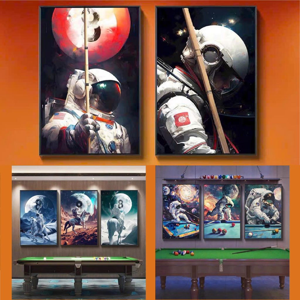 Tranh Bida - Tranh CLB Billiards - Tranh Decor Quán Bi-a - Tranh Canvas Treo Tường - Tranh Decor