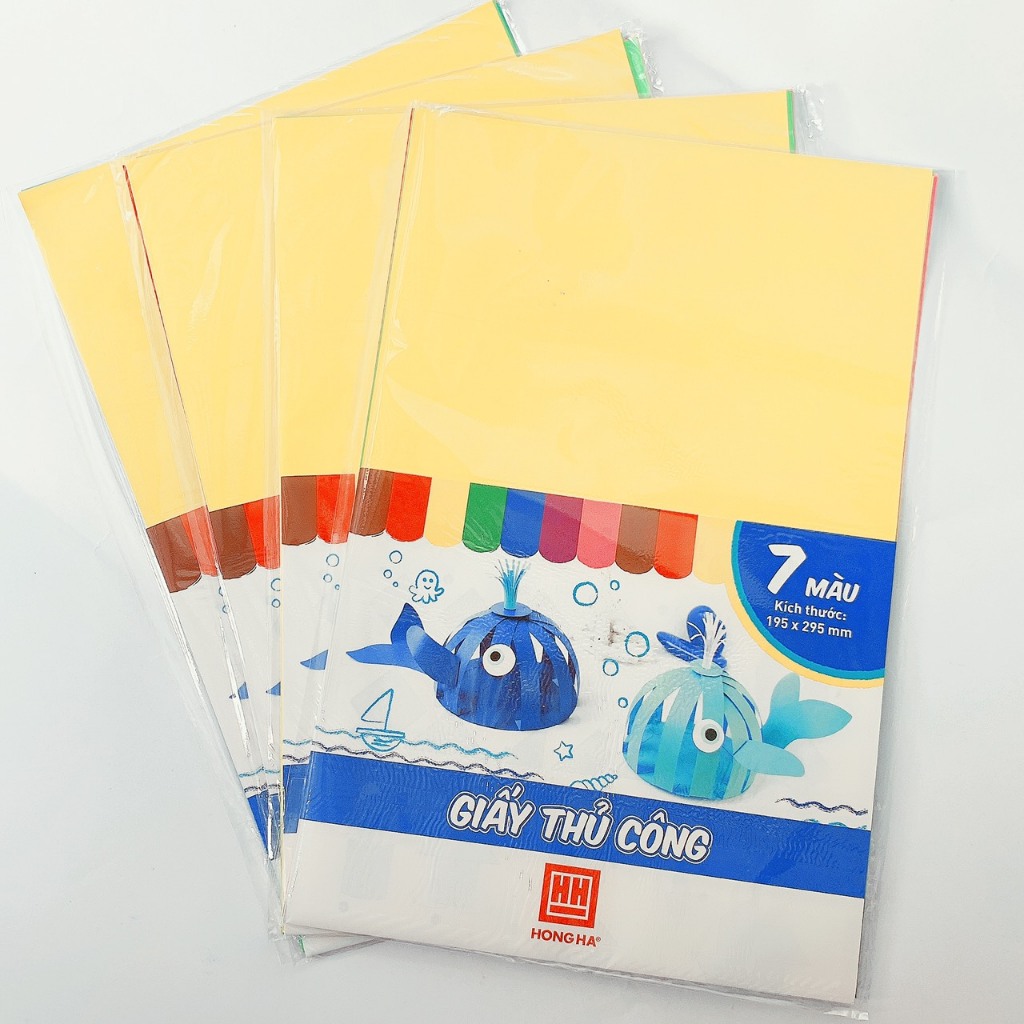 Giấy thủ công 7 màu (7 tờ/tập), Giấy thủ công decal 5 màu