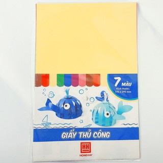 Giấy thủ công 7 màu (7 tờ/tập), Giấy thủ công decal 5 màu