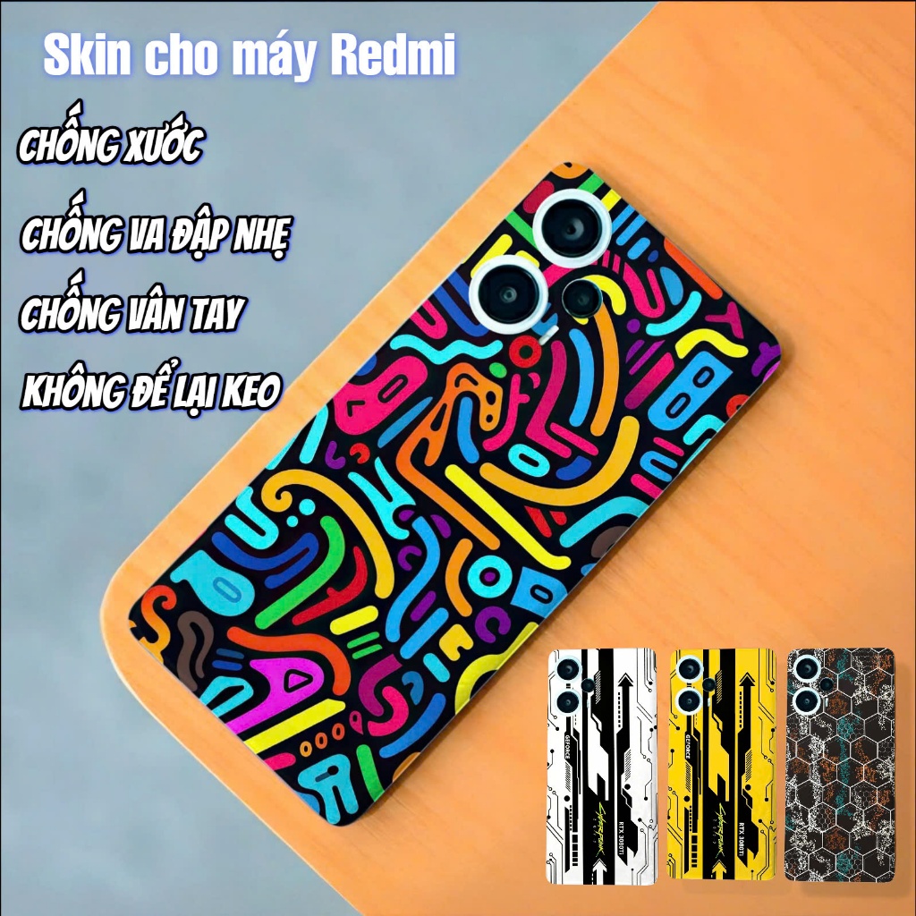 Miếng dán Skin Mặt lưng sau Xiaomi Redmi Note 13 Pro 5G , 12 Turbo ,K70 Pro , K40 Pro K50 Gaming , K