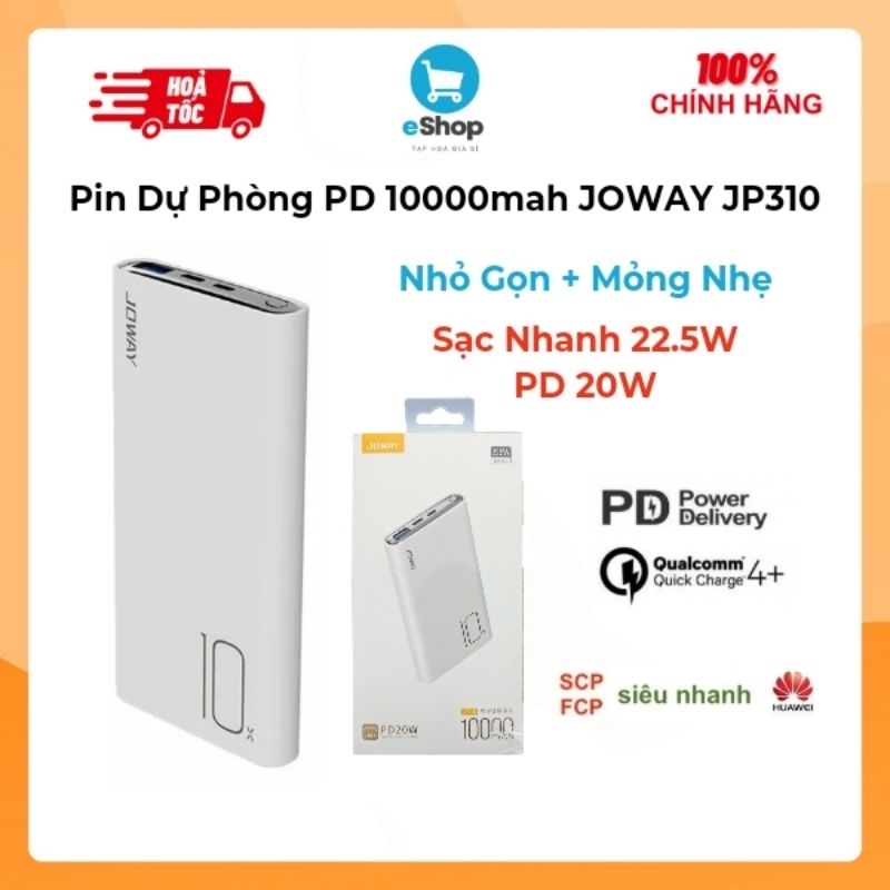 Pin Sạc Dự Phòng PD 10000mah JOWAY JP310 Sạc Nhanh 22.5W