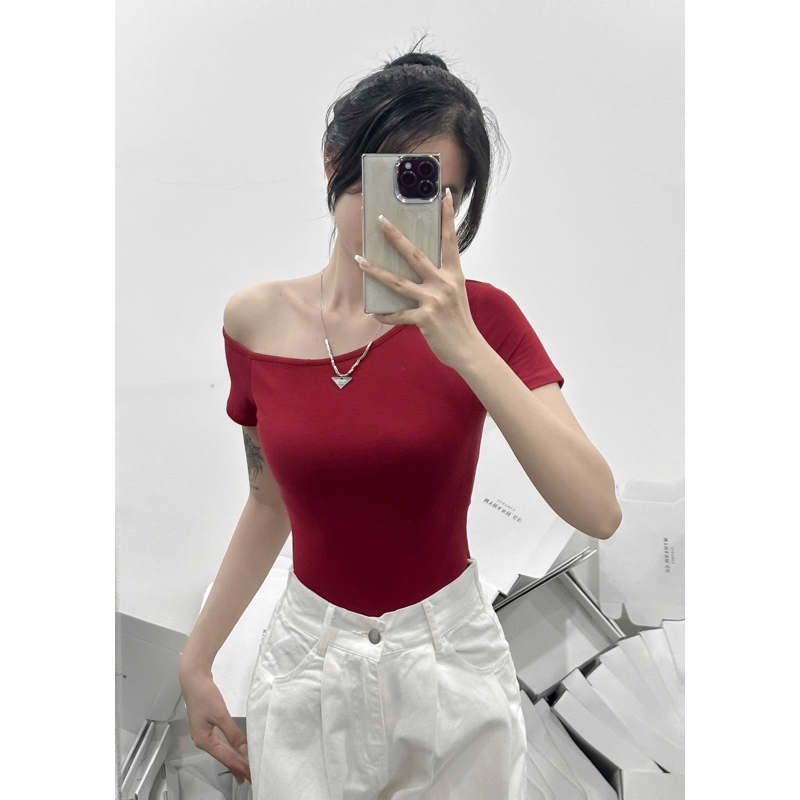 [VẢI COTTON MỊN] Áo Thun Nữ Ôm Lệch Vai Basic đơn giản vải Cotton 4 chiều co giãn mát m819 | BigBuy360 - bigbuy360.vn